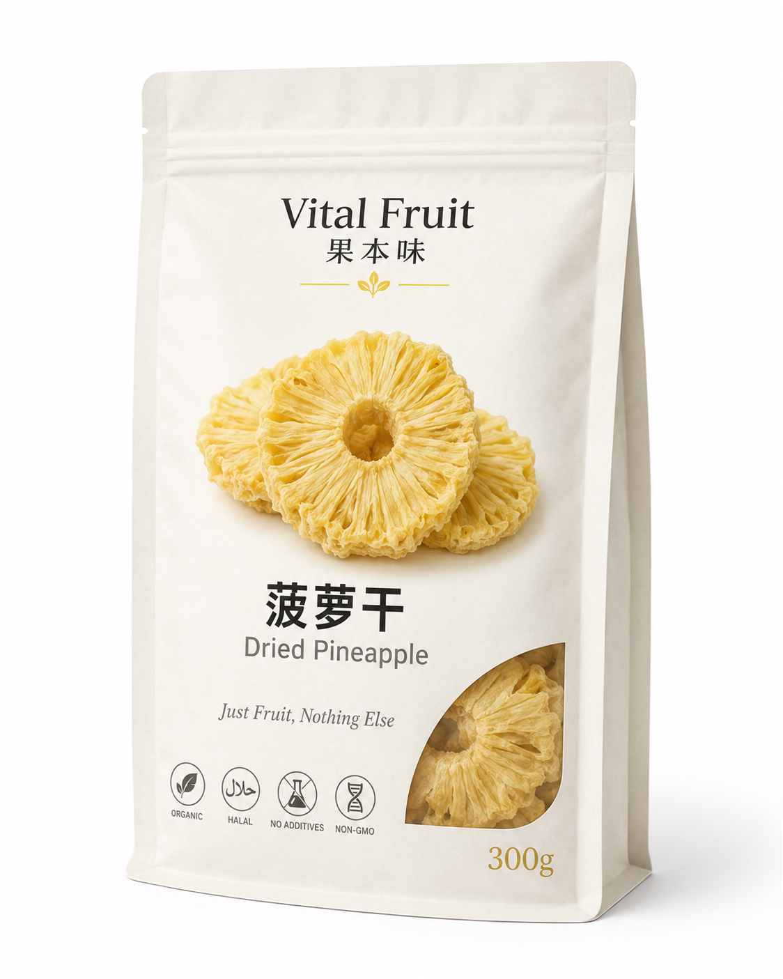 VITAL FRUIT 果本味｜鳳梨乾 Dried Pineapple 300g 立袋包裝