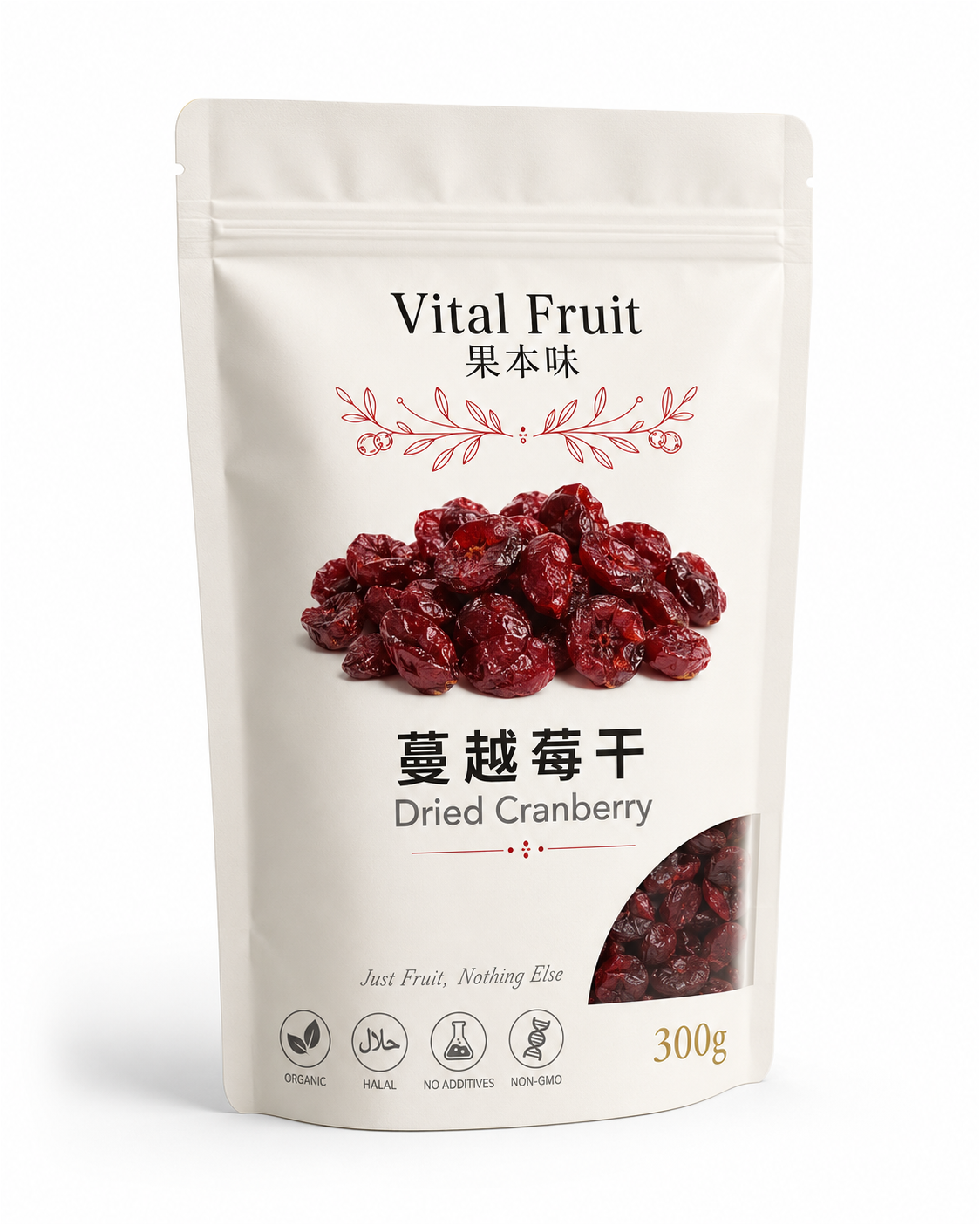 VITAL FRUIT 果本味｜蔓越莓乾 Dried Cranberry 300g 立袋包裝