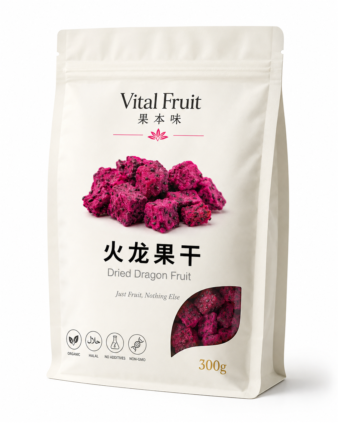 VITAL FRUIT 果本味｜火龍果乾 Dried Dragon Fruit 300g 立袋包裝
