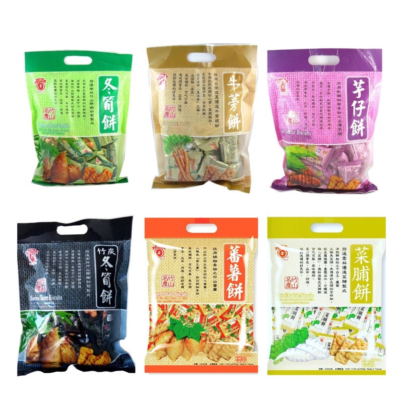 台湾日香 冬筍饼/芋仔饼/牛蒡饼/菜脯餅/ 量販包300gTAWIAN BAMBOOSHOOT BISCIUT/YAM BISCIUT/BURDOCK BISCUIT/RADDISH BISCIUT