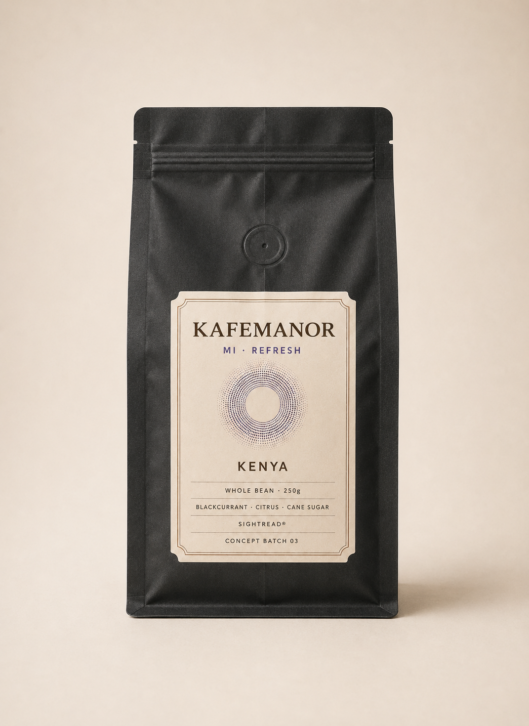 KAFEMANOR MI REFRESH Kenya whole bean 250g back view
