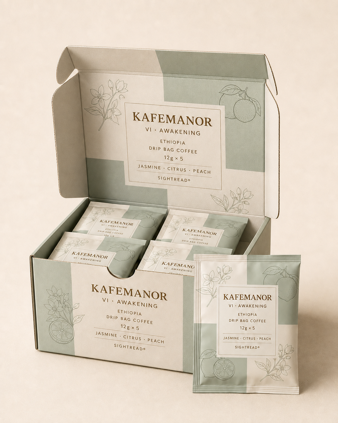 KAFEMANOR VI AWAKENING Ethiopia drip bag five-pack airplane box