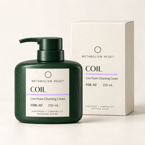 METABOLISM RESET COIL-02 Low-Foam Cleansing Cream 250 mL · 瓶身與單品盒設計