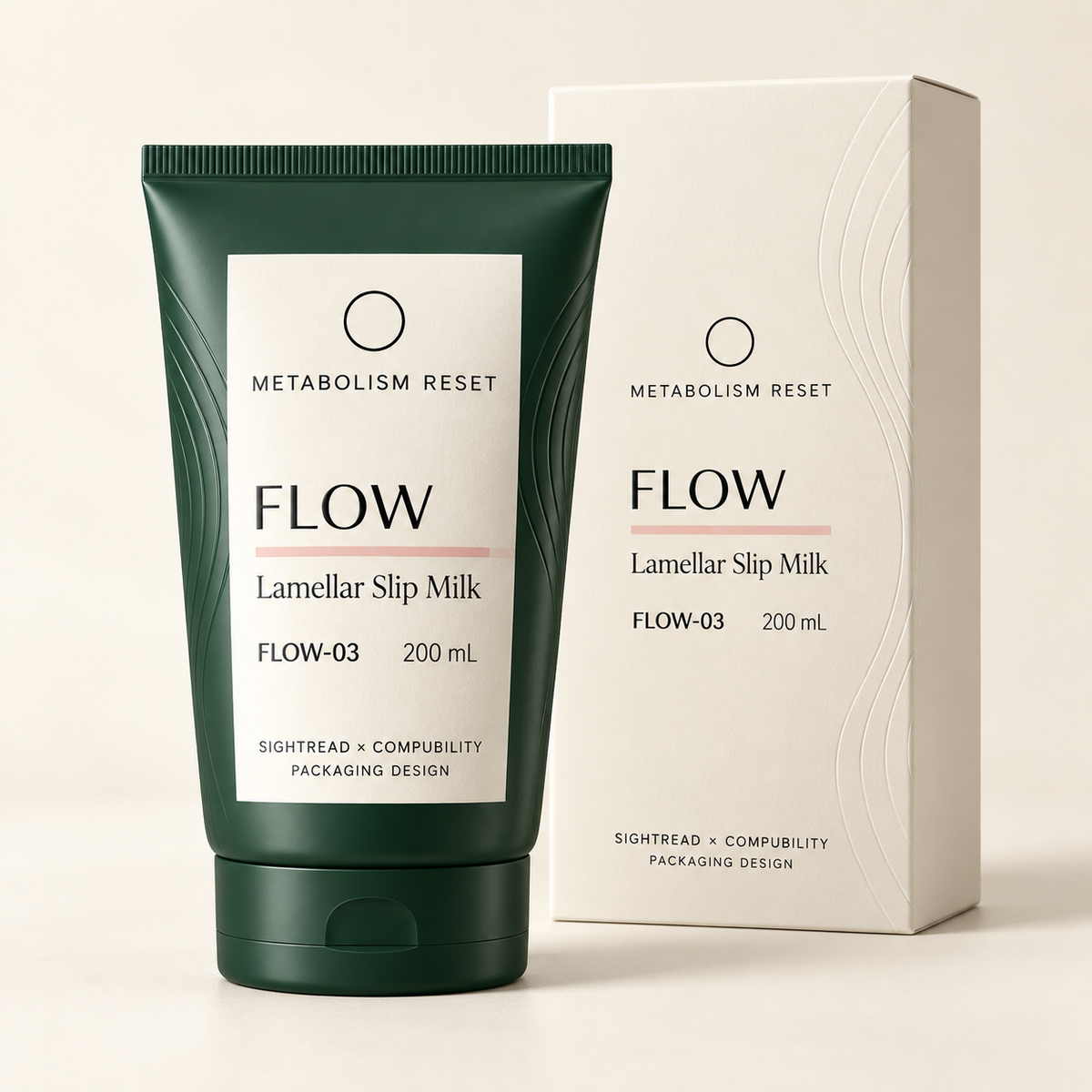 METABOLISM RESET FLOW-03 Lamellar Slip Milk 200 mL · 瓶身與單品盒設計