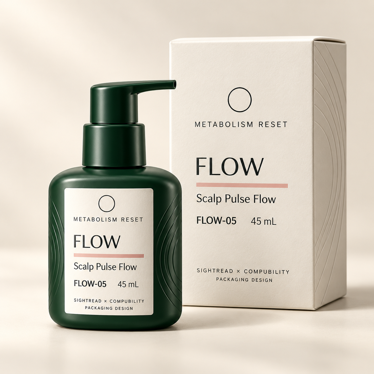 METABOLISM RESET FLOW-05 Scalp Pulse Flow 45 mL · 瓶身與單品盒設計