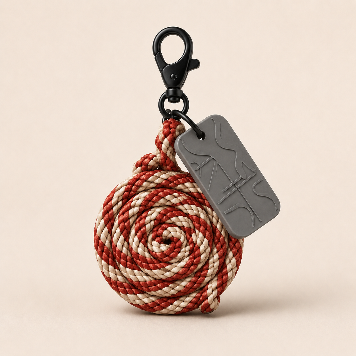 ROPE A-05 充電中，勿拔｜紅白編織情緒繩結掛件