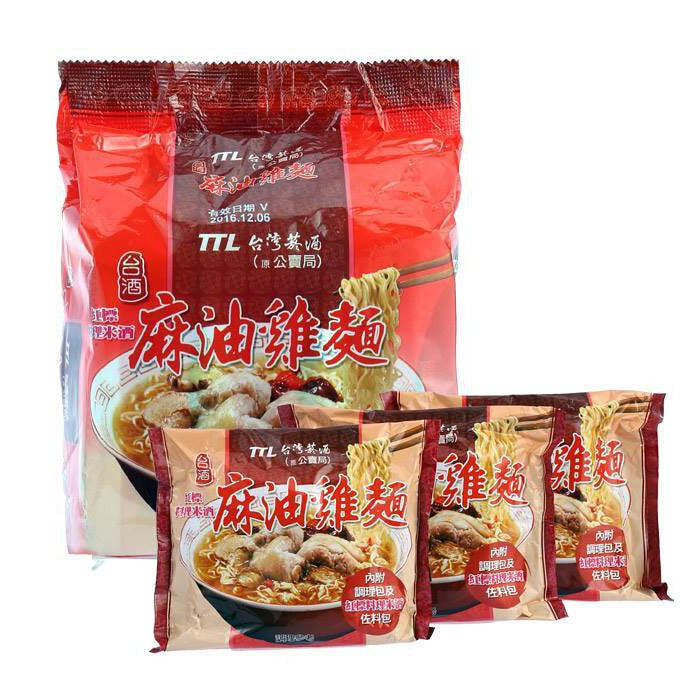 TAIWAN - TTL - Sesame Oil Chicken Instant Noodles - 台酒麻油雞麵 200gx3packs/bag