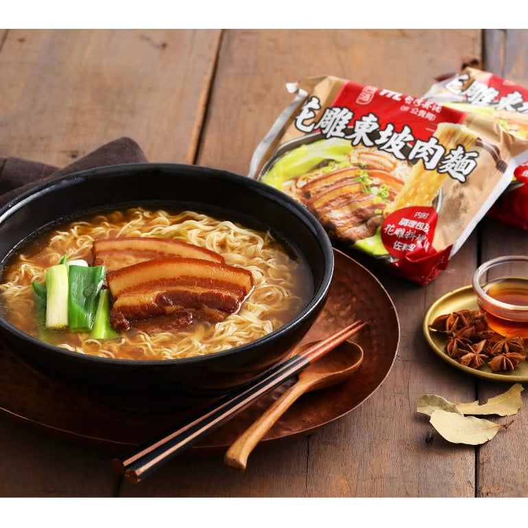 TAIWAN - TTL - Hua Diao Dongpo Meat Flavor Instant Noodles - 台酒花雕東坡肉麵 200gx3pack