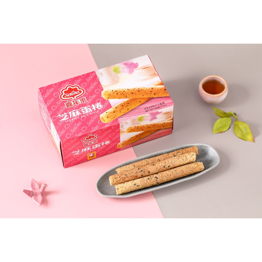 TAIWAN - SERENA - ORIGINAL / SESAME EGG ROLL - 喜年來 - 原味  / 芝麻蛋捲 64g (蛋素)