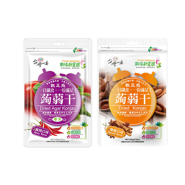 TAIWAN -Dried Agar Konjac (Spicy / Spiced flavor) - 寒天麻辣蒟蒻干 / 魯香蒟蒻干 100g
