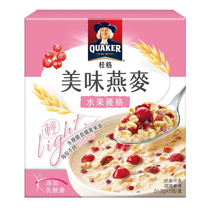 TAIWAN - QUAKER - Instant Oatmeal Mixed Fruit Yogurt - 桂格濃湯燕麥 - 水果優格 (51.2gx5pk)