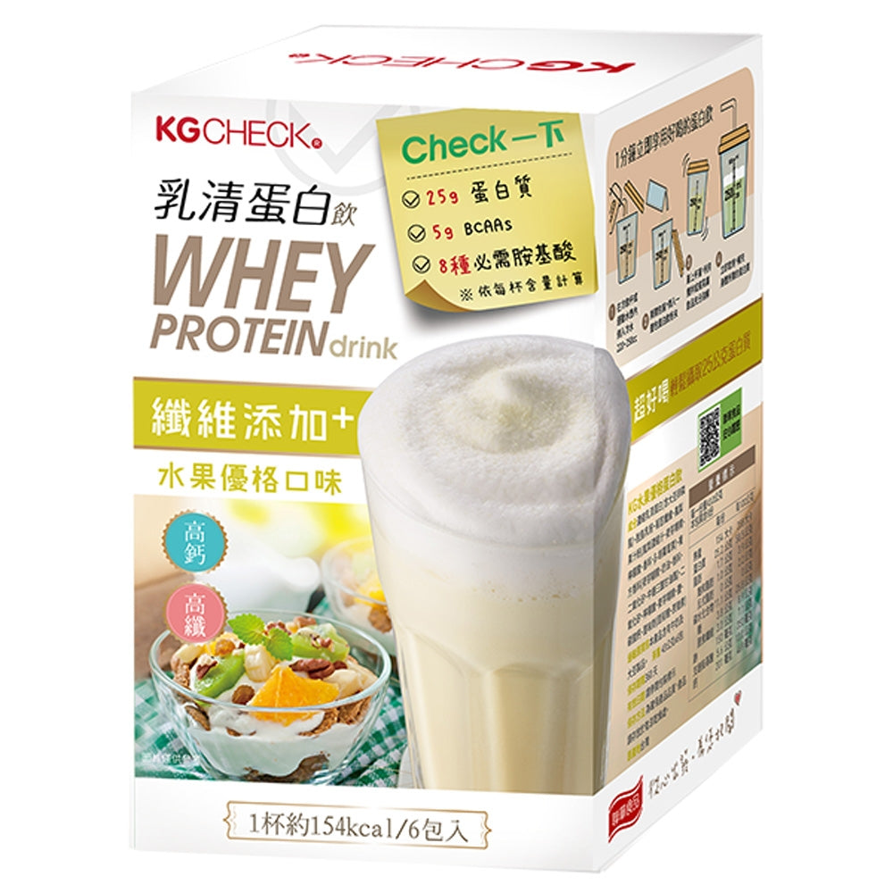 TAIWAN - KGCHECK WHEY PROTEIN DRINK - MIXED FRUITS YOGURT FLAVOR - 乳清蛋白飲水果優格風味 43gx6pack