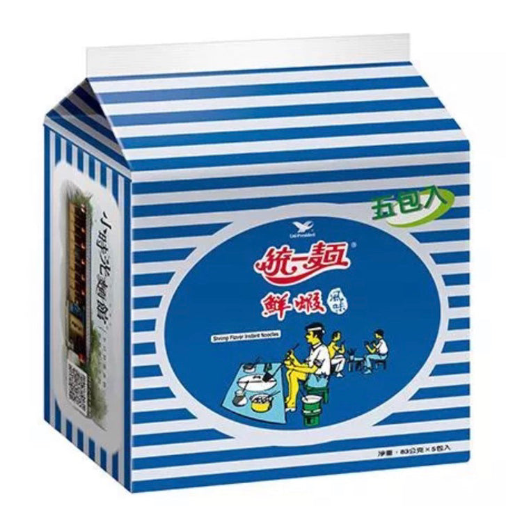 TAIWAN - Shrimp Flavor Instant Noodles - 統一麵鮮蝦風味 83g/5packs