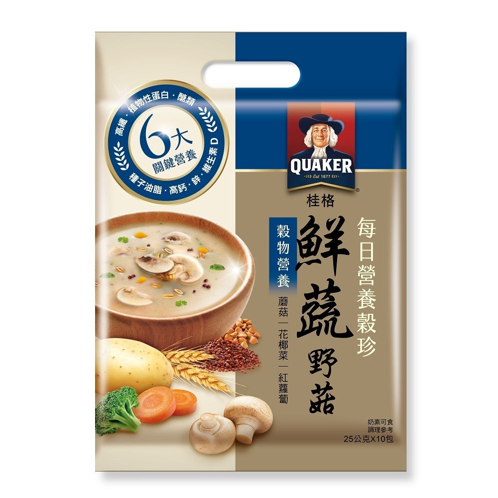 台湾桂格鲜疏野菇珍谷冲泡粉25克X10包 TAIWAN QUAKER NUTRITIONAL MULTI VGGIE MUSHROOM  GRIANS CEREAL POWER